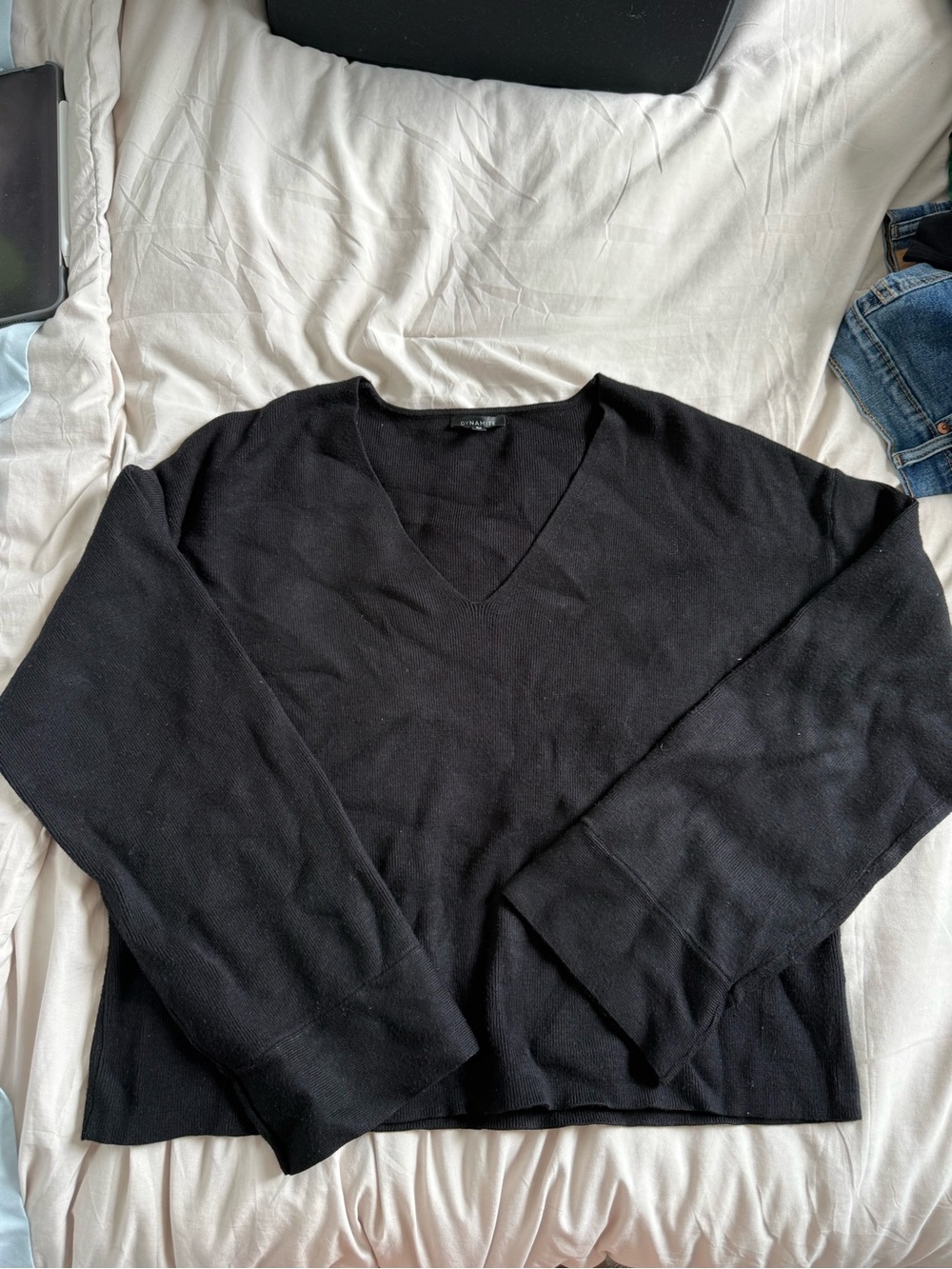 Dynamite Black V-Neck Long Sleeve Top